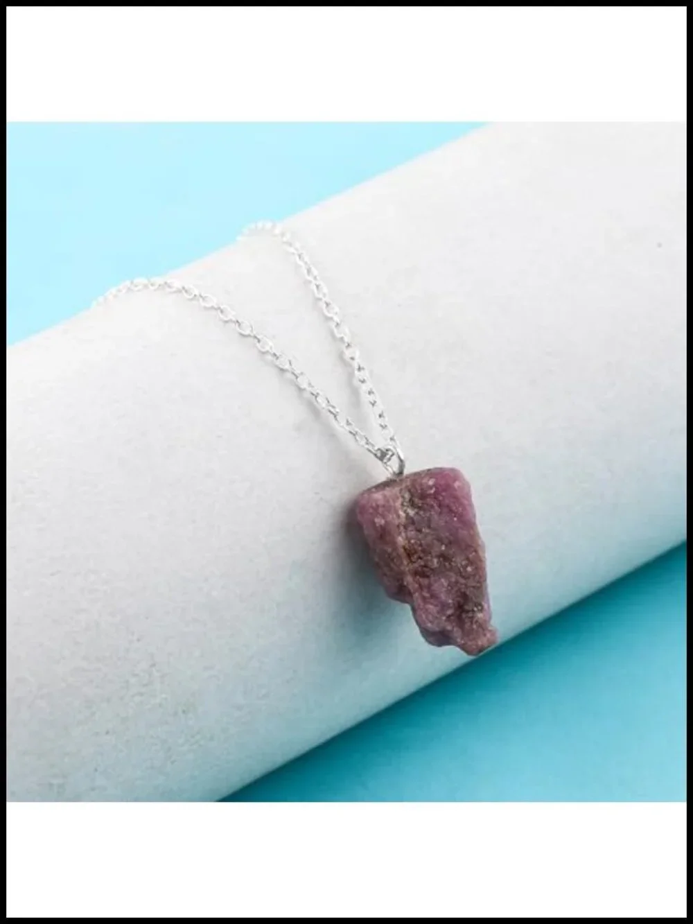 Raw Ruby Gemstone Pendant Necklace – Handmade Boho Jewelry with Silver Plated